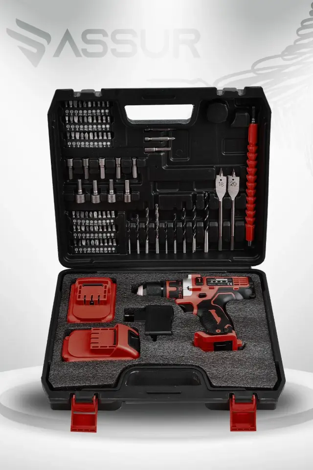 Assur asr-009 12V Çift Akü Şarjlı Matkap Metal Şanzıman Akülü Vidalama