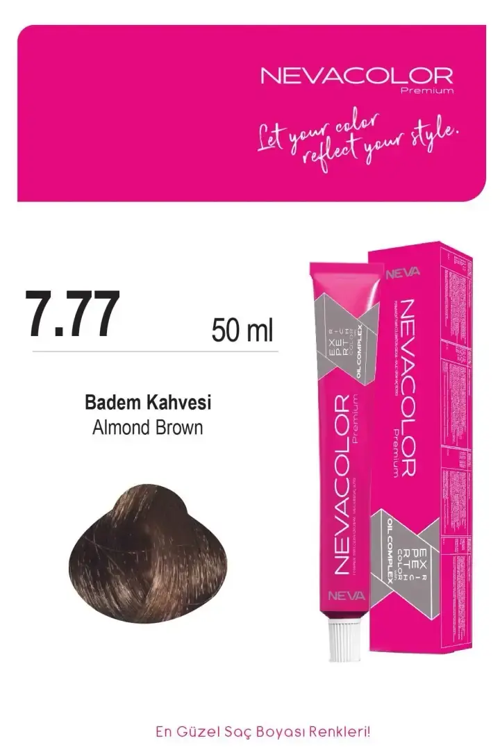 NEVA COLOR TÜP 7,77 BADEM KAHVESİ(OKSİDAN DAHİL)