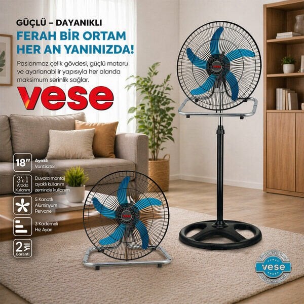 VESE VNT-003 VANTİLATÖR SANAYİ TİPİ 18 İNÇ